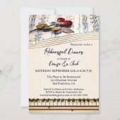 Retro Romantic Music Themed Rehearsal Dinner 招待状 (正面)