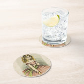 Retro Romantic Valentine's Day Card, 19th century ラウンドペーパーコースター (インサイチュ)