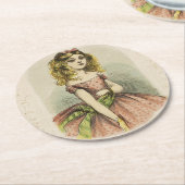 Retro Romantic Valentine's Day Card, 19th century ラウンドペーパーコースター (アングル)