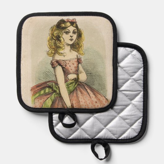 Retro Romantic Valentine's Day Card, 19th century 鍋敷き (正面/裏面)