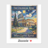 Retro Rome Italy Colosseum Travel Van Gogh Vibrant シール (シート)