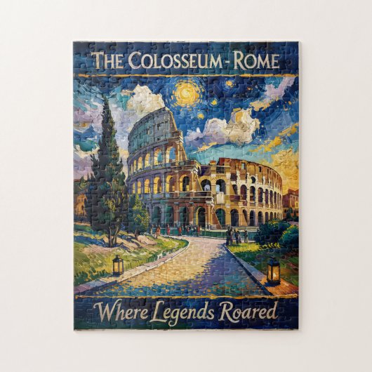 Retro Rome Italy Colosseum Travel Van Gogh Vibrant ジグソーパズル (縦)