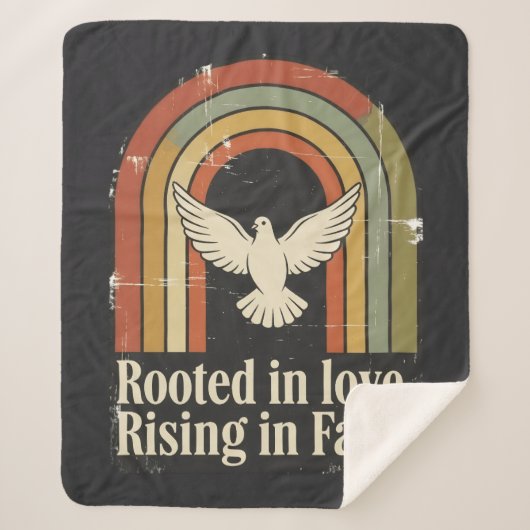 Retro rooted and rising faith design シェルパブランケット (正面)