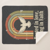 Retro rooted and rising faith design シェルパブランケット (正面(横))