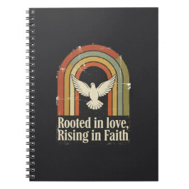 Retro rooted and rising faith design ノートブック