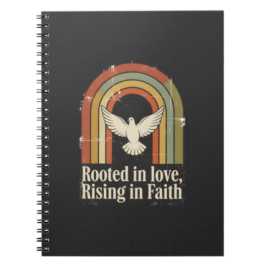 Retro rooted and rising faith design ノートブック (正面)