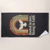 Retro rooted and rising faith design ビーチタオル (正面)