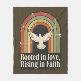 Retro rooted and rising faith design フリースブランケット