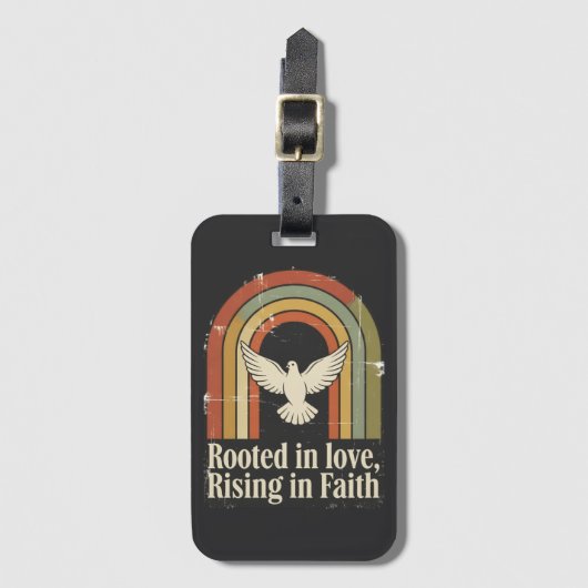 Retro rooted and rising faith design ラゲッジタグ (正面縦)