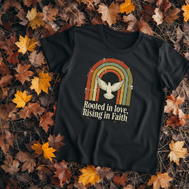 Retro rooted and rising faith ripped fabric design tシャツ