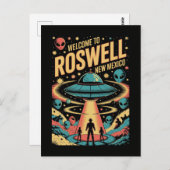 Retro Roswell New Mexico Alien UFO ポストカード (正面/裏面)