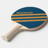 Retro Royal Gold Three Angled Striping with Name 卓球ラケット (正面アングル)