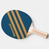 Retro Royal Gold Three Angled Striping with Name 卓球ラケット (横)