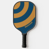 Retro Royal Gold Three Circle Stripe with Name ピックルボールラケット (裏面)