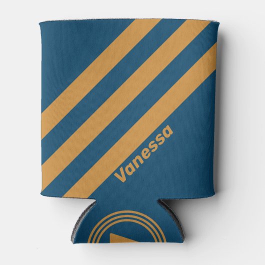 Retro Royal Gold Three Stripes with Name 缶クーラー (正面)