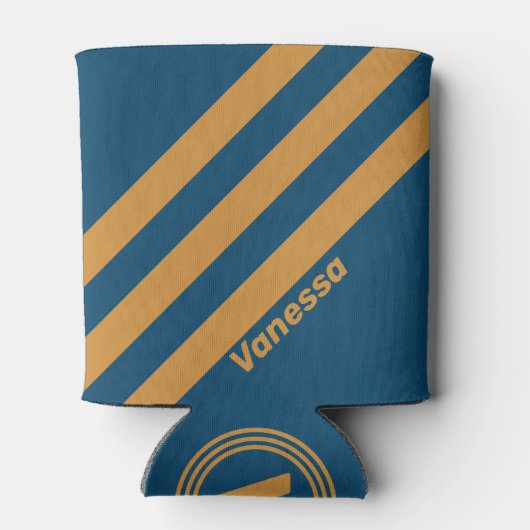 Retro Royal Gold Three Stripes with Name 缶クーラー (裏面)