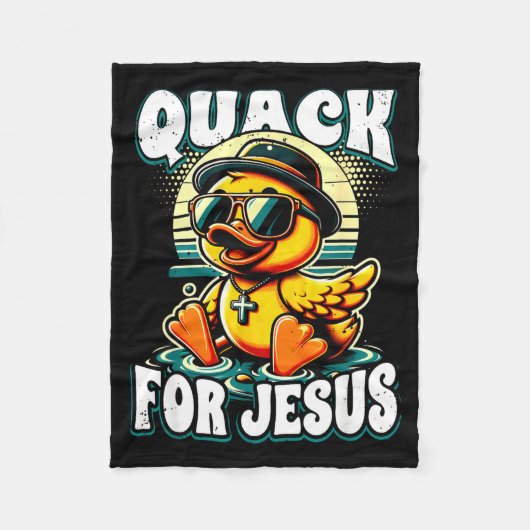Retro Rubber Duck Christian Rubber Ducky Quacks Fo フリースブランケット (正面)