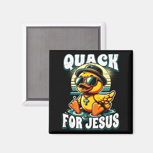 Retro Rubber Duck Christian Rubber Ducky Quacks Fo マグネット (正面/裏面)