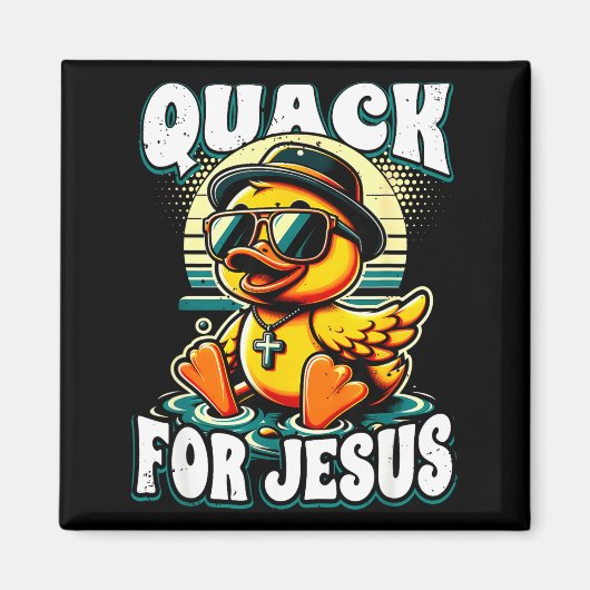 Retro Rubber Duck Christian Rubber Ducky Quacks Fo マグネット (正面)