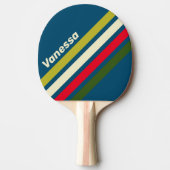 Retro Rugby Angled Striping with Name 卓球ラケット (正面)