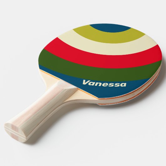 Retro Rugby Circle Stripe with Name 卓球ラケット (正面アングル)