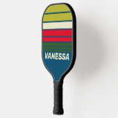 Retro Rugby Horizon Striping with Name ピックルボールラケット (左)