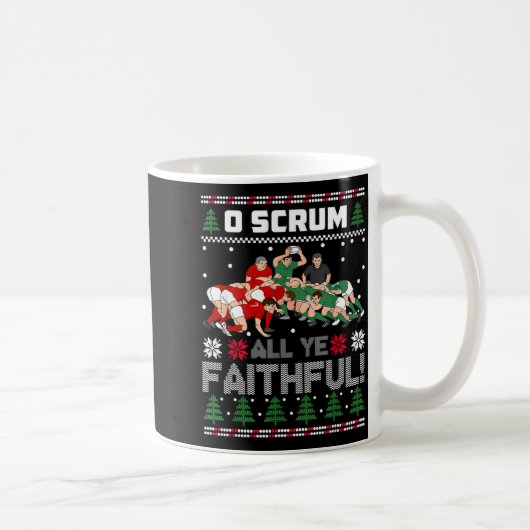 Retro Rugby O Scrum All Ye Faithful Ugly Merry Chr コーヒーマグカップ (右)