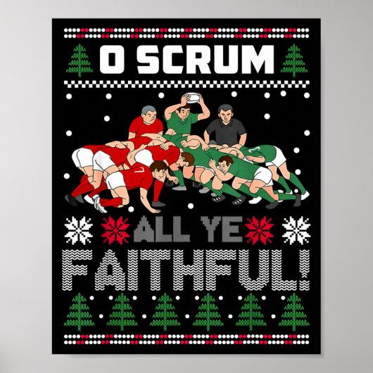 Retro Rugby O Scrum All Ye Faithful Ugly Merry Chr ポスター (正面)