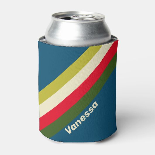 Retro Rugby Stripes with Name 缶クーラー (缶正面)