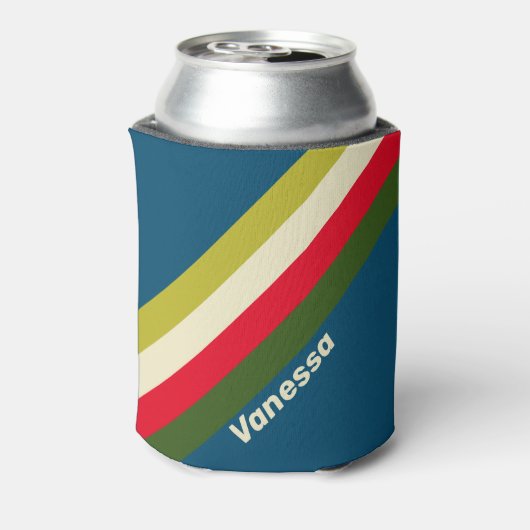 Retro Rugby Stripes with Name 缶クーラー (缶裏面)