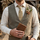 Retro Rustic Floral Olive Green Vine Pattern ネクタイ