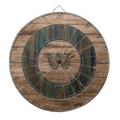 Retro Rustic Wood Personalized Dartboard ダーツボード (正面)