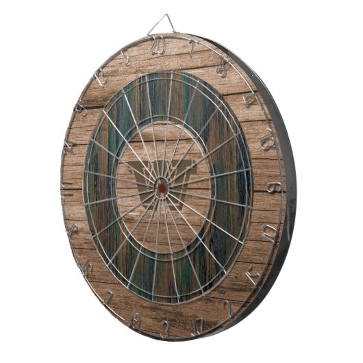 Retro Rustic Wood Personalized Dartboard ダーツボード (正面右)