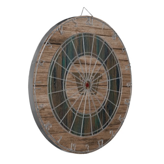 Retro Rustic Wood Personalized Dartboard ダーツボード (正面左)