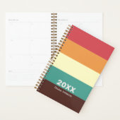 Retro Rusty Red Cream Brown Stripe 2026 Name プランナー手帳 (ディスプレー)