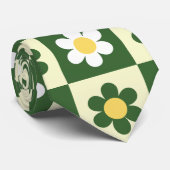 Retro Sage Green and Cream Daisy Checkerboard  ネクタイ (ロール)