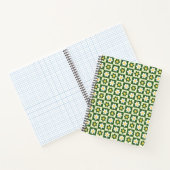 Retro Sage Green and Cream Daisy Checkerboard  ノートブック (内部)
