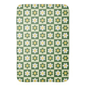 Retro Sage Green and Cream Daisy Checkerboard  バスマット (正面縦)