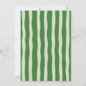 Retro Sage Green Stripes Bow Baby Shower 招待状 (裏面)