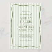 Retro Sage Green Wedding 招待状 (正面)