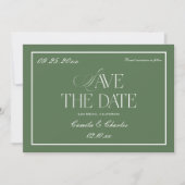 Retro Sage Green Wedding Save the date Photo 招待状 (正面)