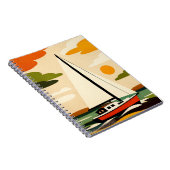 Retro Sailboat Sunset Illustration ノートブック (右側)