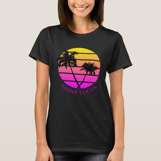 Retro Saint Lucia Beach Tシャツ (正面)