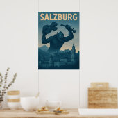 Retro Salzburg Monster Attack Travel Poster ポスター (キッチン)