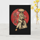 Retro Samurai Warrior with Katana - Japanese カード (黄色い花)