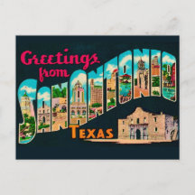 Retro San Antonio Greetings Postcard