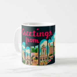Retro San Antonio Postcard Mug コーヒーマグカップ