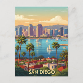 Retro San Diego California Coastal Skyline  ポストカード