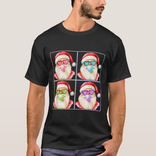 Retro Santa Blowing Bubble Gum P Art Sungles Chris Tシャツ (正面)