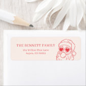 Retro Santa Bubble Holiday Return Address ラベル (インサイチュ)